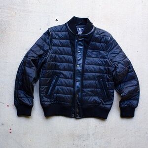 PRPS Goods & Co Nylon quilted bomber with Leather and Wool Detail